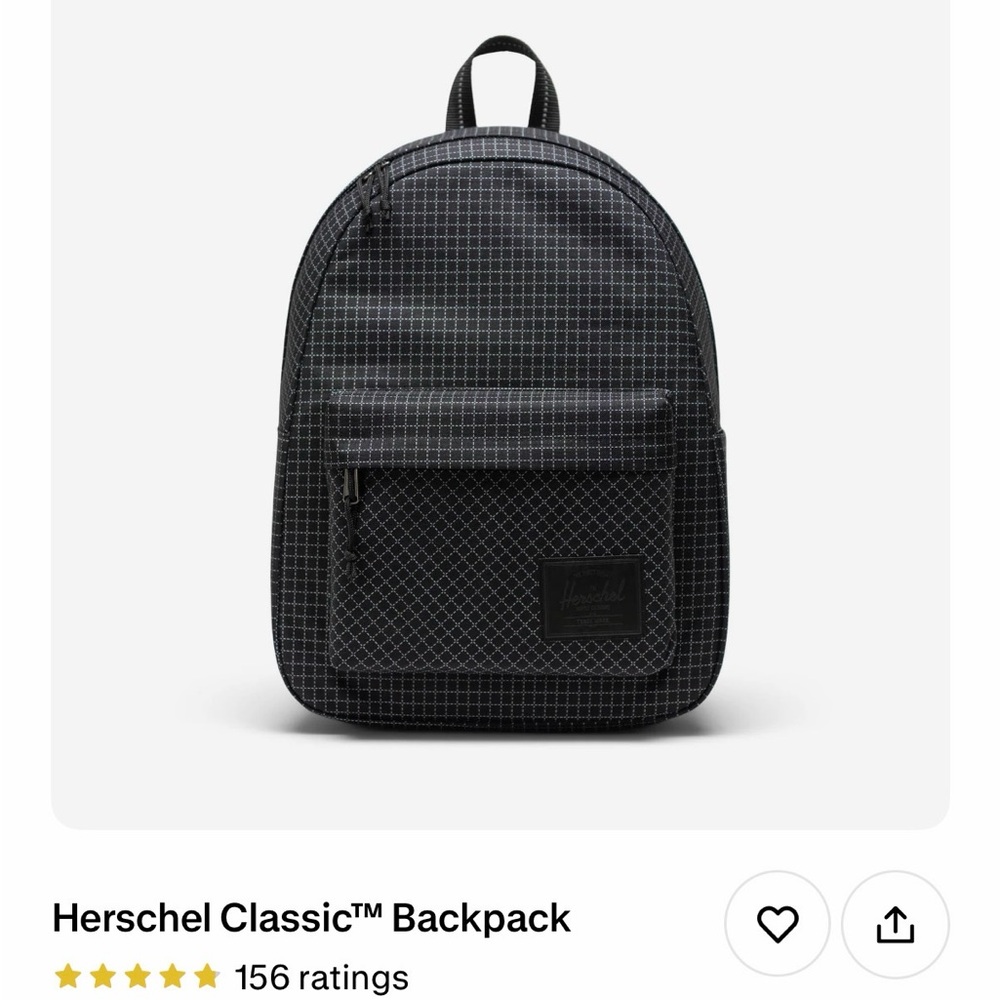 Herschel Supply Company Grid Pattern Black Backpack